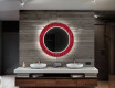 Kulaté dekorativní zrcadlo s LED osvětlením do koupelny - Red Mosaic #12
