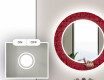 Kulaté dekorativní zrcadlo s LED osvětlením do koupelny - Red Mosaic #4