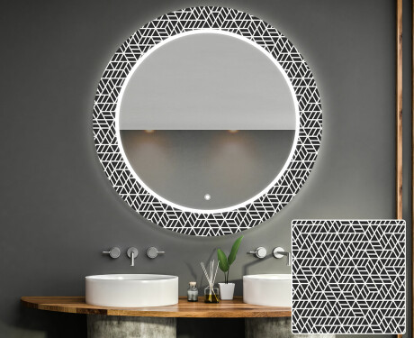 Kulaté dekorativní zrcadlo s LED osvětlením do koupelny - Triangless #1