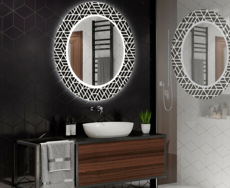 Kulaté dekorativní zrcadlo s LED osvětlením do koupelny - Triangless #2