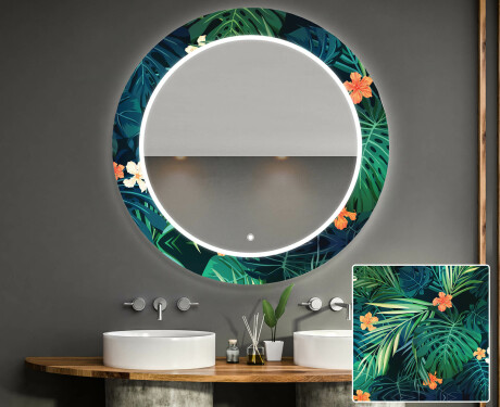Kulaté dekorativní zrcadlo s LED osvětlením do koupelny - Tropical