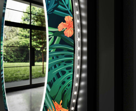 Kulaté dekorativní zrcadlo s LED osvětlením do koupelny - Tropical #11