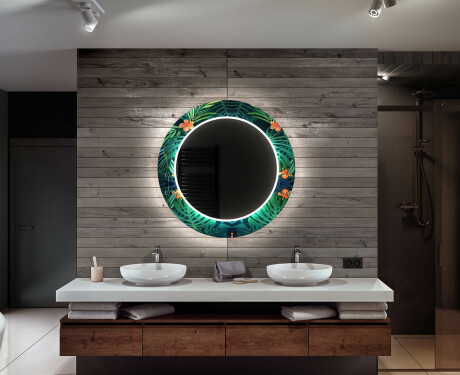 Kulaté dekorativní zrcadlo s LED osvětlením do koupelny - Tropical #12