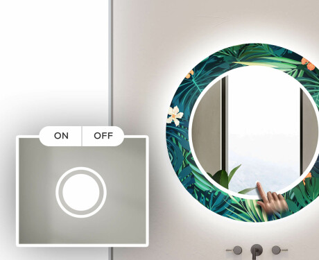 Kulaté dekorativní zrcadlo s LED osvětlením do koupelny - Tropical #4