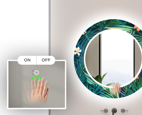 Kulaté dekorativní zrcadlo s LED osvětlením do koupelny - Tropical #5