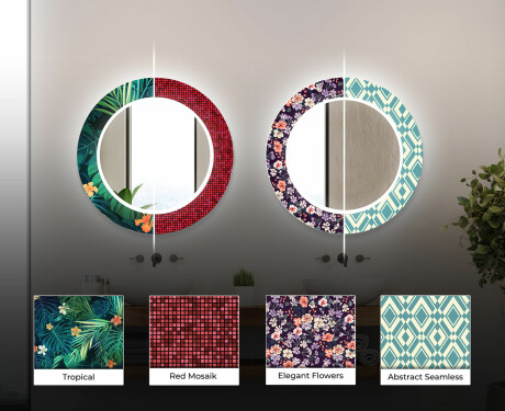 Kulaté dekorativní zrcadlo s LED osvětlením do koupelny - Tropical #6