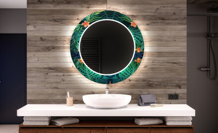 Kulaté dekorativní zrcadlo s LED osvětlením do koupelny - Tropical