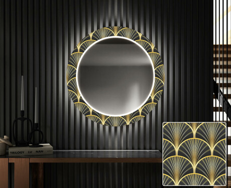 Kulaté Dekorativní zrcadlo s LED osvětlením do předsíně - Art Deco #1