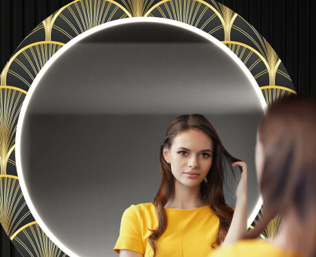 Kulaté Dekorativní zrcadlo s LED osvětlením do předsíně - Art Deco #12