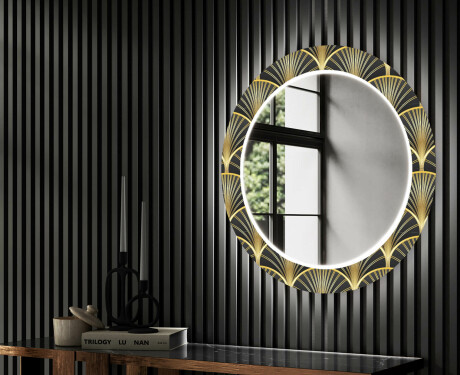 Kulaté Dekorativní zrcadlo s LED osvětlením do předsíně - Art Deco #2