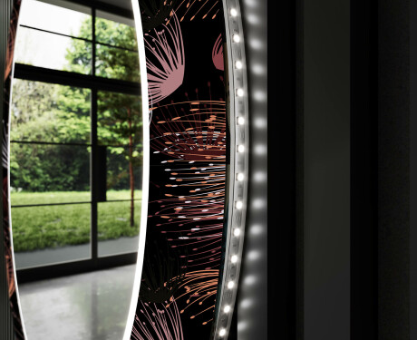 Kulaté Dekorativní zrcadlo s LED osvětlením do obývacího pokoje - Dandelion #11