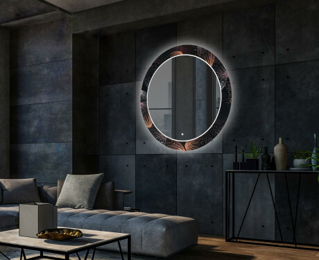 Kulaté Dekorativní zrcadlo s LED osvětlením do obývacího pokoje - Dandelion #2