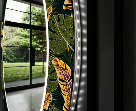 Kulaté Dekorativní zrcadlo s LED osvětlením do předsíně - Botanical Flowers #11