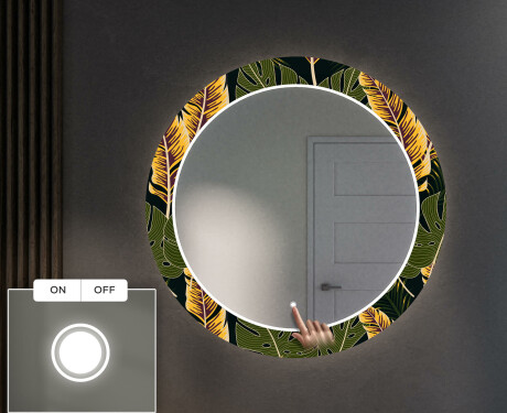 Kulaté Dekorativní zrcadlo s LED osvětlením do předsíně - Botanical Flowers #4