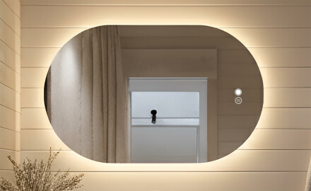 Osvětlené koupelnové zrcadlo, dvojbarevné, dotykový spínač, topná podložka