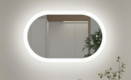 Osvětlené koupelnové zrcadlo, dvojbarevné, dotykový spínač, topná podložka