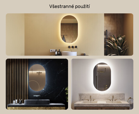 Koupelnové zrcadlo s LED podsvícením 50x80cm s chladnou barvou LED 7000K, teplou barvou 3000K nebo neutrální barvou 4500K #2