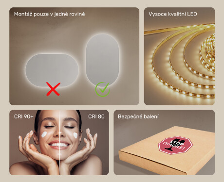 Koupelnové zrcadlo s LED podsvícením 50x80cm s chladnou barvou LED 7000K, teplou barvou 3000K nebo neutrální barvou 4500K #5