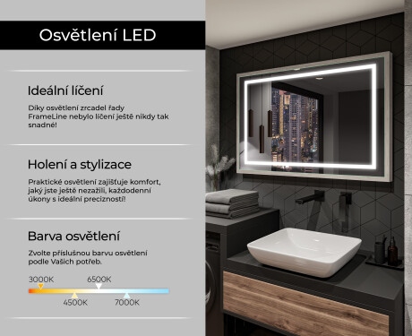 Koupelnové zrcadlo s LED osvětlením a krytem FrameLine L15 #4