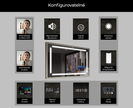 Koupelnové zrcadlo s LED osvětlením a krytem FrameLine L124 #7