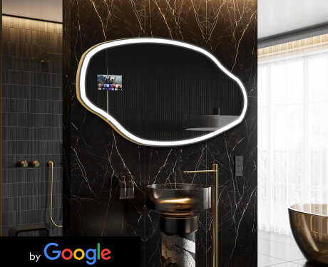 SMART Nepravidelné zrcadlo s LED osvětlením O222 Google