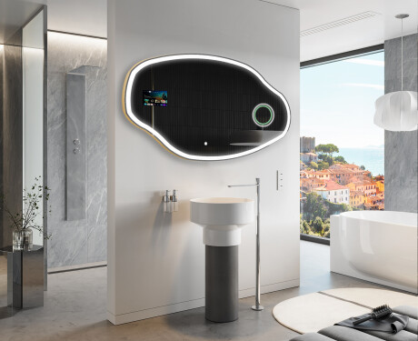 SMART Nepravidelné zrcadlo s LED osvětlením O222 Google #10