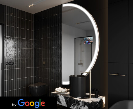 SMART Půlkruhové zrcadlo s LED osvětlením A222 Google