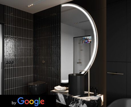 Půlkruhové zrcadlo do koupelny SMART A223 Google