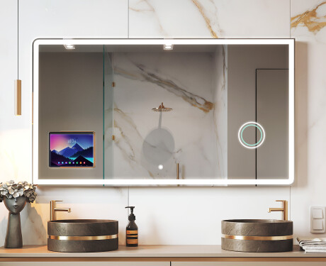 Zaoblené Moderní LED Zrcadlo s rámem iPad Displine L146