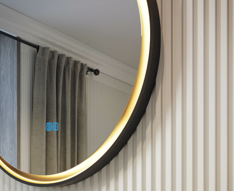 Kulaté zrcadlo v kovovém rámu s LED osvětlením #2