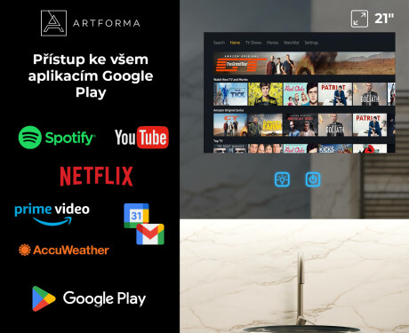 Chytré Zaoblené LED Koupelnové Zrcadlo SmartScreen 21,5” #3