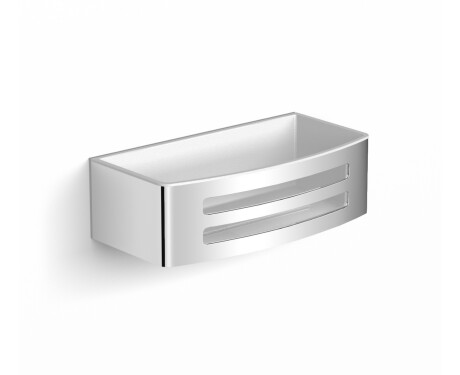 Košík 22x11x6 / bílá plastová vložka / leštěná ocel