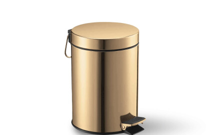 Koš s pedálem STANDARD, kulatý, 3 l, soft close / zlatý lesk