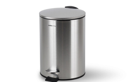 Kruhový koš s pedálem BUDGET, 3 l, soft close / nerezová ocel, saténový povrch