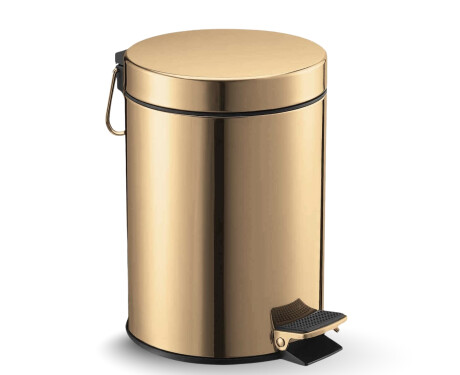 Koš s pedálem STANDARD, kulatý, 5 l, soft close / lesklá zlatá