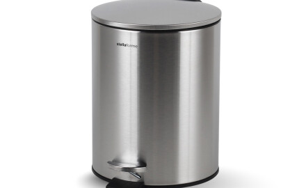 Kruhový koš s pedálem BUDGET, 5 l, soft close / nerezová ocel, saténový povrch
