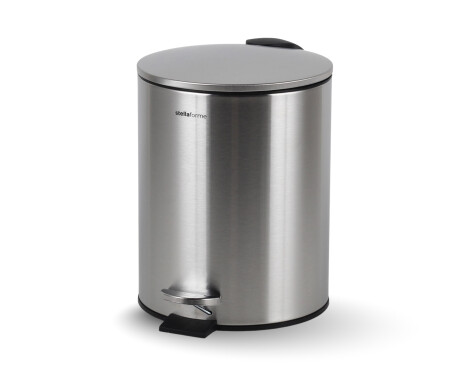 Kruhový koš s pedálem BUDGET, 5 l, soft close / nerezová ocel, saténový povrch