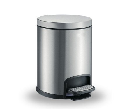 Kruhový koš s pedálem PREMIUM, 5 l, soft close / nerezová ocel, saténový povrch