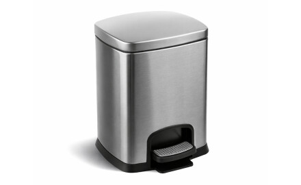Odpadkový koš PREMIUM s pedálem, obdélníkový, 5 l, soft close / nerezová ocel, saténový povrch