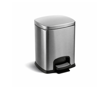 Odpadkový koš PREMIUM s pedálem, obdélníkový, 5 l, soft close / nerezová ocel, saténový povrch