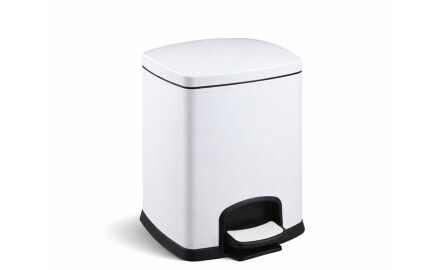 PREMIUM obdélníkový koš s pedálem, 5 l, soft close / bílý