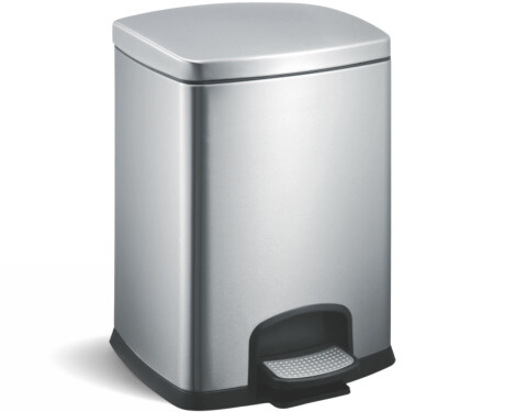 Šlapací koš PREMIUM, obdélníkový, 12 l, soft close / nerezová ocel, saténový povrch