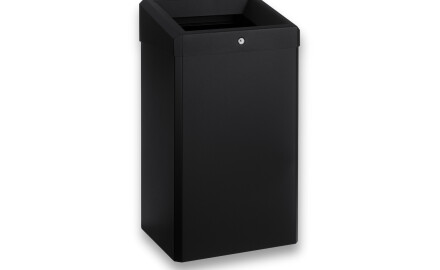 Odpadkový koš 49 l s otevřeným víkem, řada R1 / nerezová ocel, matná černá
