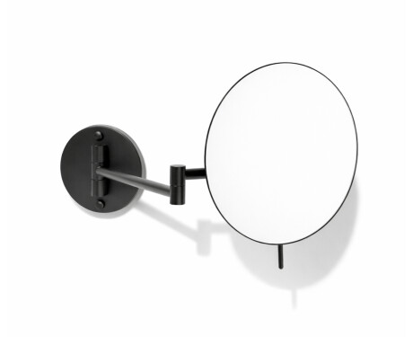 Kosmetické zrcátko se 3násobným zvětšením, kulaté, sklopné, s dvojitým pohyblivým ramenem / matná černá
