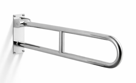 Opěrné madlo pro osoby se zdravotním postižením, Ø32, obloukové, sklopné, STANDARD – 80 cm / leštěná nerezová ocel