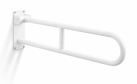 Opěrné madlo pro osoby se zdravotním postižením, Ø32, obloukové, sklopné, STANDARD – 80 cm / nerezová ocel, matná bílá
