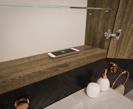 Závěsná koupelnová skříňka s LED zrcadlem L02 Emily 100 x 72 cm v barvě San Marino #12