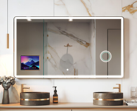 Zaoblené Moderní LED Zrcadlo s rámem iPad Displine L141
