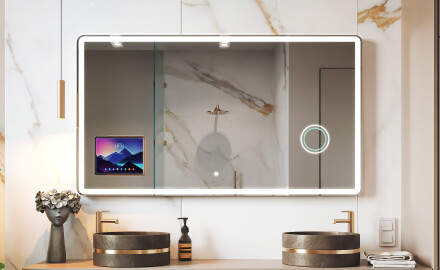 Zaoblené Moderní LED Zrcadlo s rámem iPad Displine L141